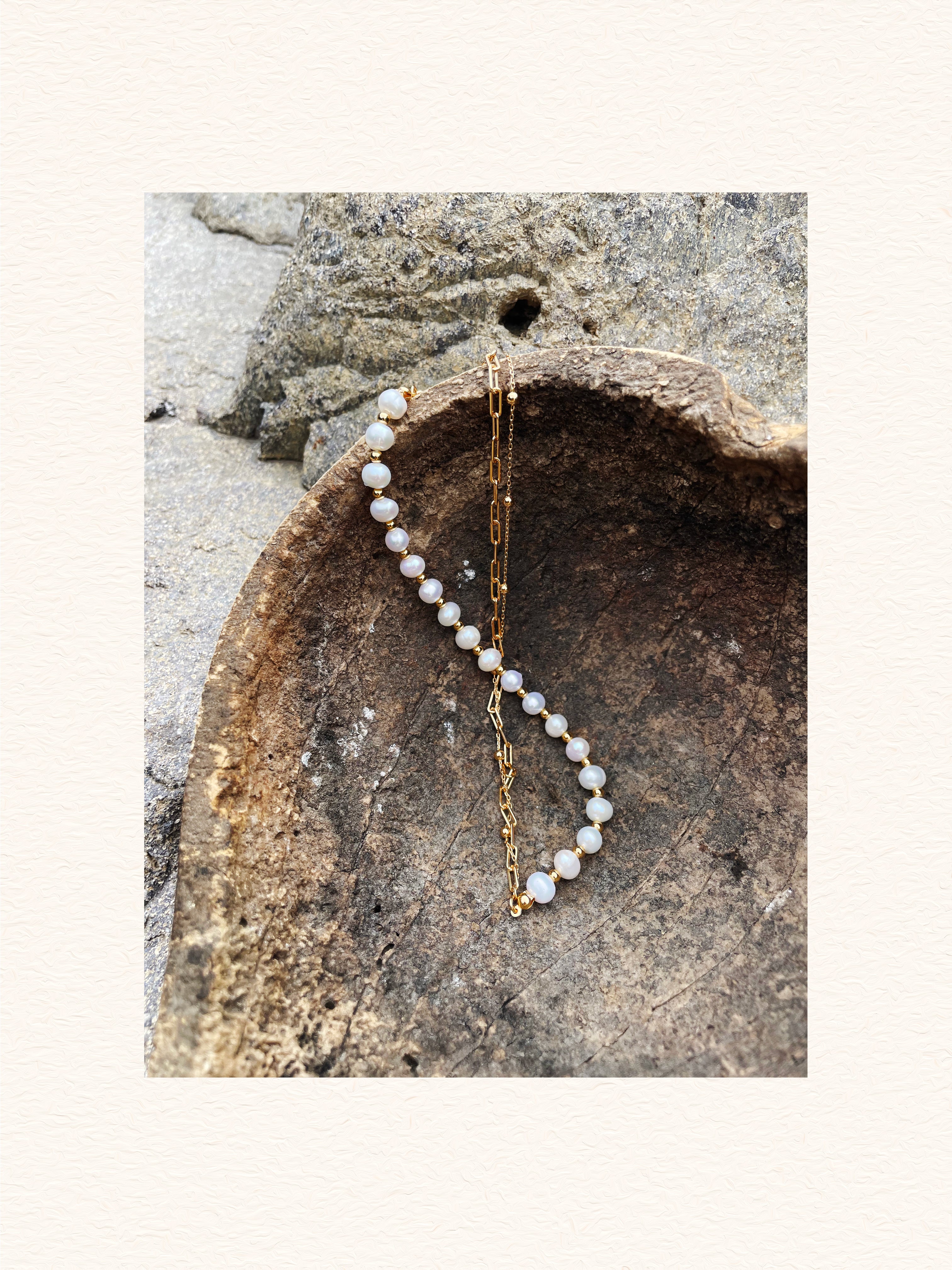 Silver + Natural Pearl Necklace