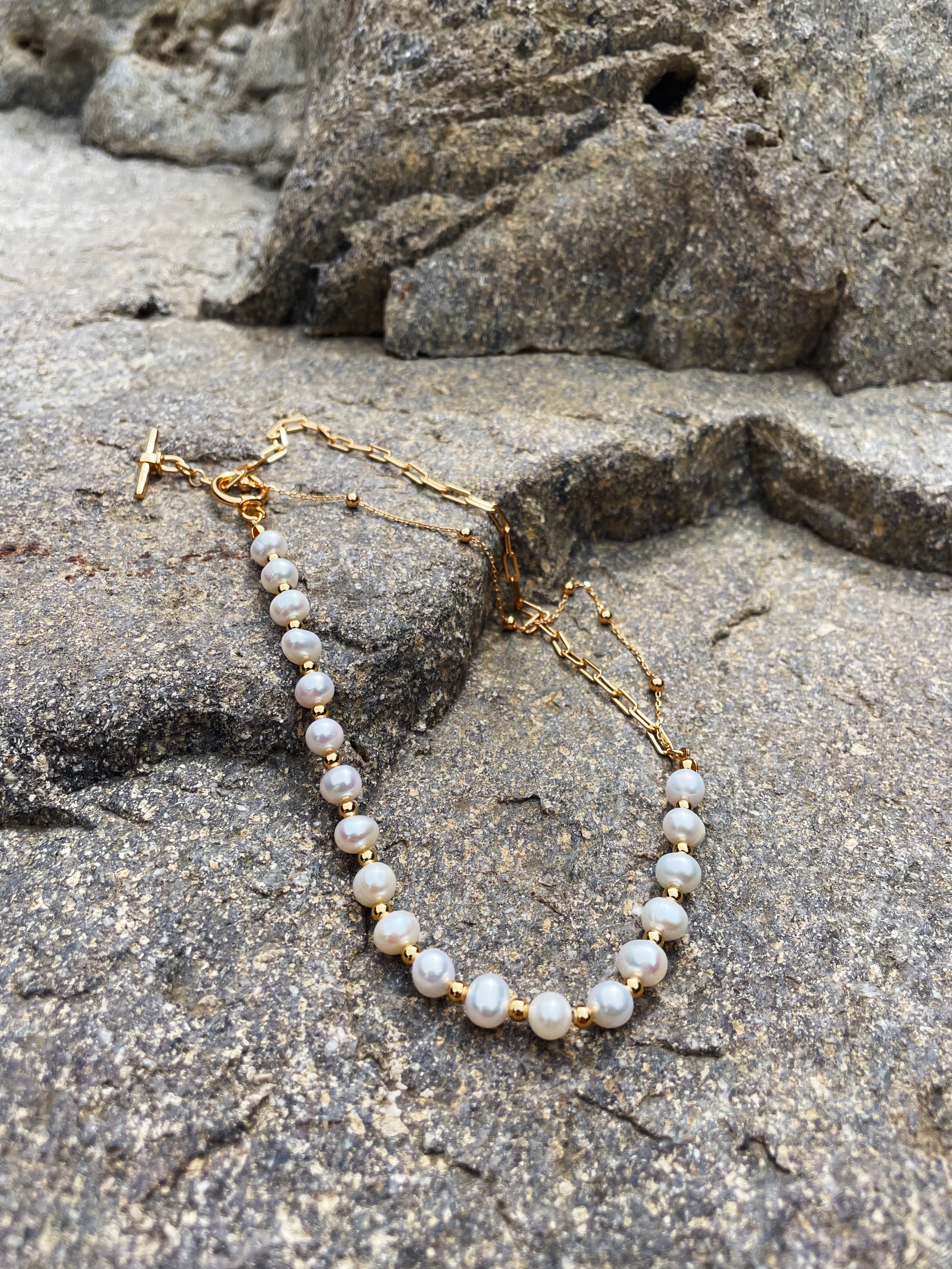 Silver + Natural Pearl Necklace