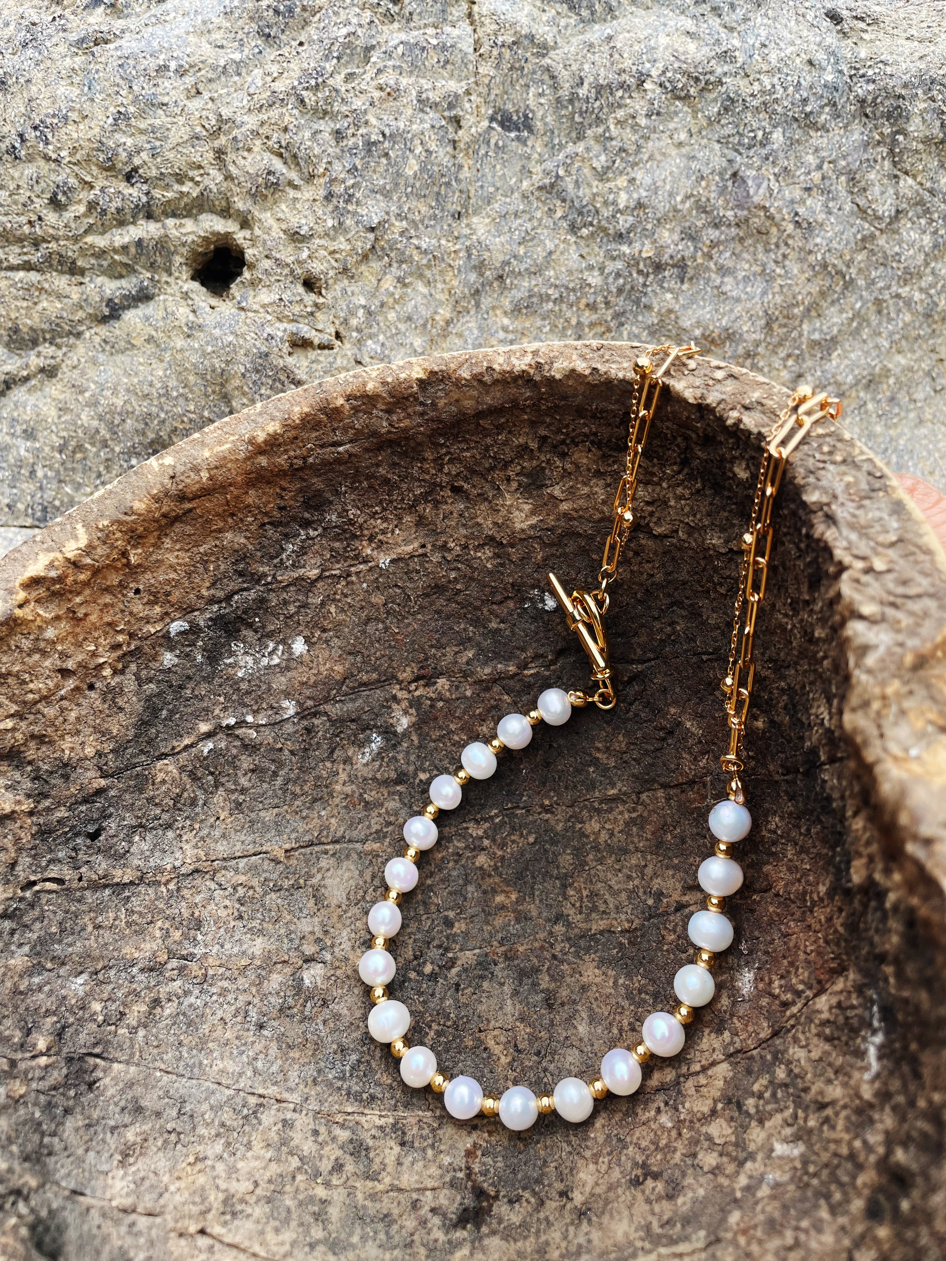 Silver + Natural Pearl Necklace