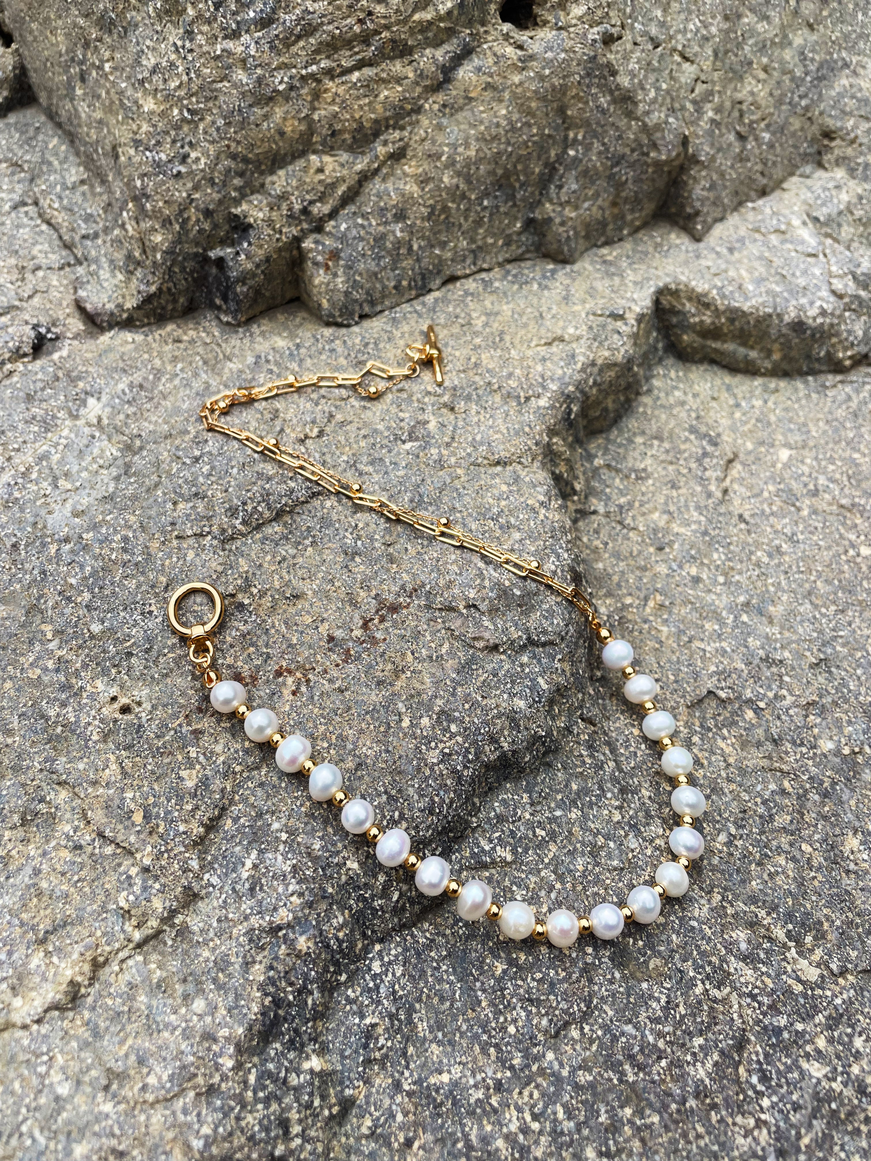 Silver + Natural Pearl Necklace