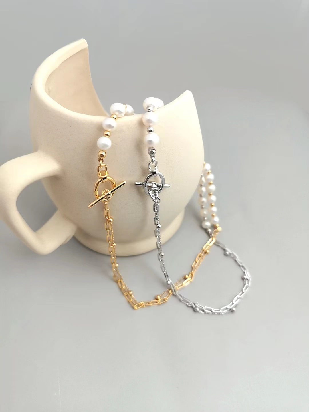 Silver + Natural Pearl Necklace